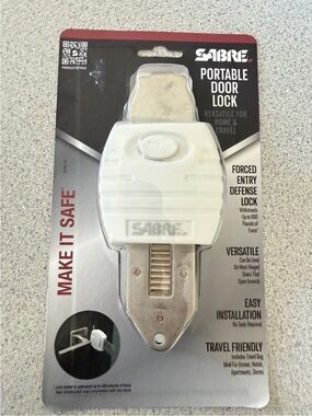 New Sabre Portable Universal Door Lock for Home & Travel w/Bag Hotel Safety
